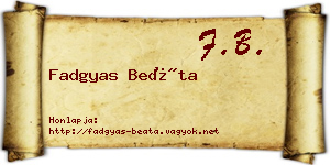Fadgyas Beáta névjegykártya